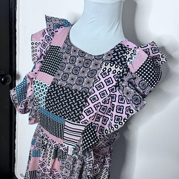 NWOT Mix Pattern Block Print Summer Dress Sz S - Picture 4 of 13